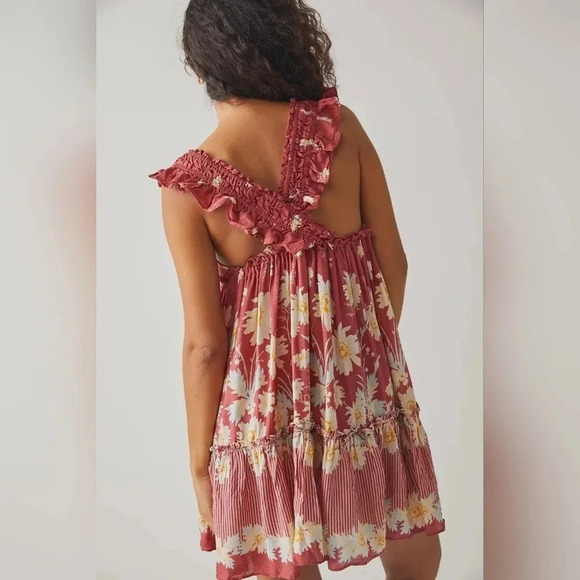 Free People Intimately Bali Wild Daisy Slip Dress Red Floral Sz XS Boho Spring - Picture 1 of 8